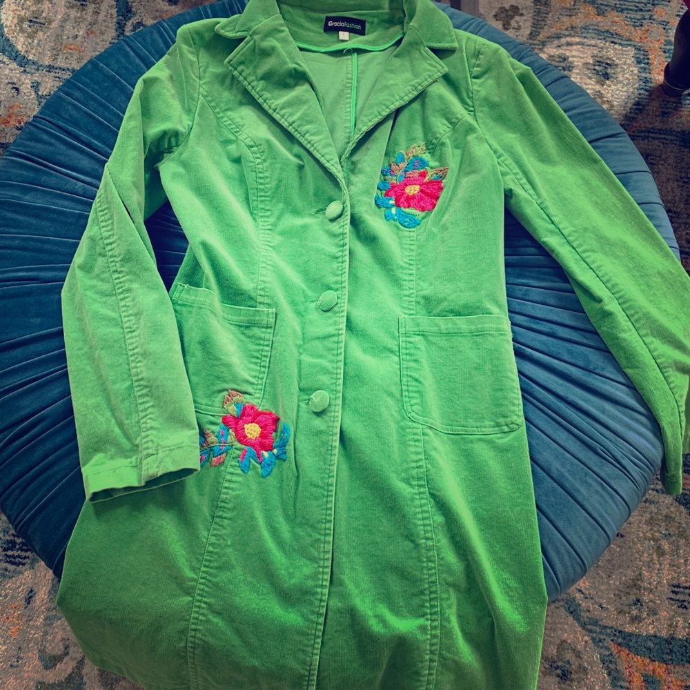 Embroidered lightweight corduroy jacket
